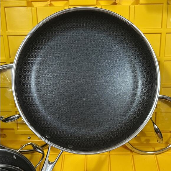 HEXCLAD 7 Piece Nonstick Stainless Steel Frying Pan Set 8 10 12" Lids Wok M $600 - Picture 5 of 10